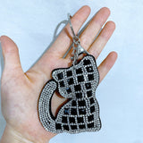 New arrival glass diamond cute cat car pendant fashion velvet bag accessories korean velvet hot diamond keychain