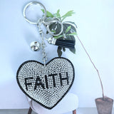 Korean velvet faith heart keychain - luxury inspirational blessed bag charm - car interior blessing ornament