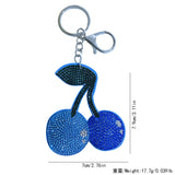 Cherry hotfix rhinestone keychain, korean velvet rhinestone fruit bag charm, color block sweet bag accessory, lightweight
