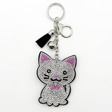 Diamond-studded cat keychain - european & american style tassel metal charm - bag accessory - cross-border hot seller