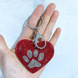 Aliexpress export two-color heart bear paw keychain korean velvet hot diamond keychain tassel bag pendant wholesale