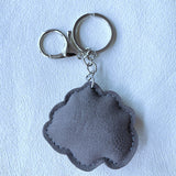 Premium grey rose hotfix rhinestone keychain - korean velvet ultra-light embossed charm - bag & jewelry accessories