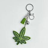 New arrival diamond-encrusted leaf keychain fashion bag pendant tassel metal creative accessories cross-border hot sale