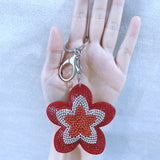 Purple gold flower fashion luggage soft pendant korean velvet hot diamond keychain flower leather full diamond key ring accessories