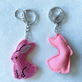 Korean velvet rabbit hotfix rhinestone keychain - cute plush bag charm - pink adorable animal design - cross-border e-commerce