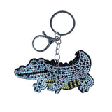 Animal keychain crocodile alligator korean velvet diamond bag pendant cute pet leather hot diamond car key hanger