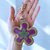 Cross-border hot-selling purple flower star boots korean velvet bag accessories car keychain school bag lock accessories