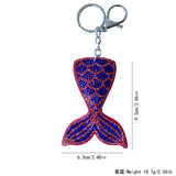 Korean velvet mermaid tail keychain - ocean-themed scale hotfix rhinestone - dreamy bag charm - new cross-border product