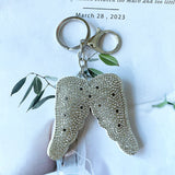 Angel wing keychain charm - korean velvet full diamond leather rhinestone angel bag charm - cross-border hot seller