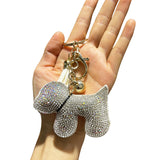 Wholesale foreign trade jewelry velvet tassel rhinestone keychain cute dog small size student backpack charm - direct from the manufacturer
