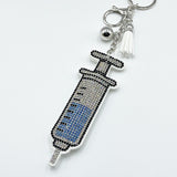 Diamond-studded syringe keychain - a stylish tassel charm, perfect for healthcare professionals and a hot-selling cross-border gift