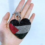 New diamond-studded korean velvet flag heart keychain pendant - women's bag & car ornament - direct from the manufacturer