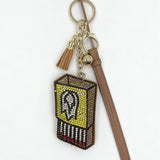 Cross-border hot-selling full diamond matchbox keychain fashion girl bag pendant rhinestone tassel fashion style jewelry hanging