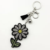 Diamond-studded daisy keychain - european & american style tassel metal charm - bag accessory - cross-border tk hot seller
