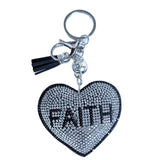 Korean velvet faith heart keychain - luxury inspirational blessed bag charm - car interior blessing ornament