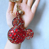 New mickey mouse keychain, korean velvet full rhinestone high-end bag charm, small accessory keychain, women's gift wholesale