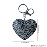 Black and white heart keychain accessory - korean velvet leather full rhinestone - couple/girlfriend luggage & purse decoration charm