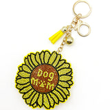 Diamond-studded sunflower keychain - european & american style tassel metal charm - bag accessory creative gift