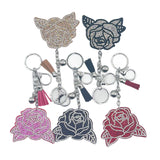 New diamond-studded rose keychain fashion bag charm tassel metal creative accessory - hot seller for cross-border e-commerce