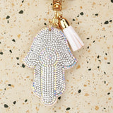 Cross-border hot-selling devil's eye palm keychain korean velvet hot diamond fashion bag blue eyes tassel accessories