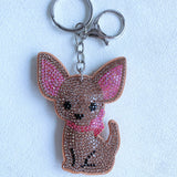 Korean velvet chihuahua bag charm - pet dog owner merchandise - dog lover keychain pendant