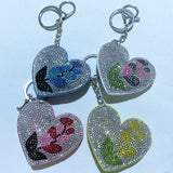 Small fresh flower heart keychain korean velvet hot diamond ultra-light forest style waist chain pants decoration casual luggage pendant