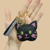 Creative cartoon cat tiger animal cat series cross-border hot-selling korean velvet hotfix rhinestone bag accessories tassel charm