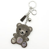 Diamond-studded bear keychain - european & american style tassel metal charm - bag accessory - cross-border hot seller