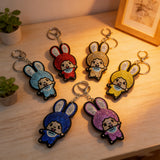 Japanese bestselling cartoon monchhichi rhinestone velvet keychain backpack charm doll gift wholesale merchandise