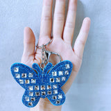 Butterfly keychain, korean velvet hotfix rhinestone bag charm, ultra-light leather full rhinestone accessory, sweater chain jewelry