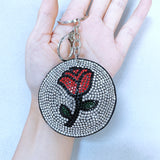 Cross-border in stock rose keychain korean velvet hot diamond bag hanger elegance romantic style key chain