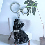 Pet korean velvet hotfix rhinestone puppy keychain - new cute pet dog bag charm - cat & dog pet owner gift