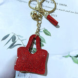 Fashion bag keychain bag accessories korean velvet full diamond keychain mobile phone keychain wholesale