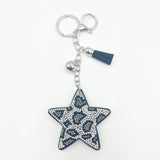 New arrival cross-border creative leopard print five-pointed star velvet hot diamond keychain simple european and american diamond-encrusted bag hanging car