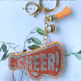 Cross-border letter cheer keychain korean velvet hot diamond cheer gift diamond-encrusted horn pattern bag key chain