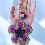 Cross-border hot-selling purple flower star boots korean velvet bag accessories car keychain school bag lock accessories