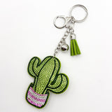 Diamond-studded cactus keychain - european & american style tassel metal charm - bag accessory - cross-border hot seller