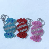 Korean velvet hotfix rhinestone candy keychain - lightweight, sparkling charm accessory - bag charm, car ornament wholesale
