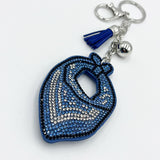 New arrival diamond blue scarf keychain tassel metal pendant bag car accessories fashion creative pendant