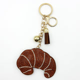 Diamond-studded croissant keychain - european & american style tassel metal charm - bag accessory - cross-border hot seller