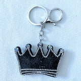Cross-border exclusive: black crown keychain - korean velvet rhinestone bag charm, trendy waist chain accessory