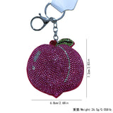 Cross-border hot-selling peach fruit soft keychains korean velvet bag accessories diamond keychain wholesale