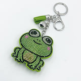 New arrival diamond-encrusted frog keychain cute cartoon bag pendant tassel metal creative accessories cross-border hot sale
