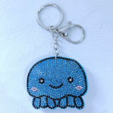 Childlike fun jellyfish keychain marine life korean velvet hot diamond bag hanging beach series bag accessories