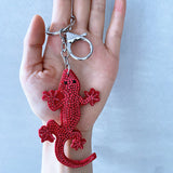 Cross-border hot-selling red lizard keychain korean velvet hot diamond exotic pet luggage hanging accessories stylish pants chain accessories