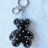 Cross-border korean velvet black bear hot diamond keychain, trendy and cool stylish luggage pendant, animal shape key chain accessories