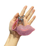 Sexy red lip diamond-studded keychain bag charm - exquisite korean velvet diamond keychain - ultra-lightweight keychain gift