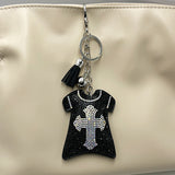 Diamond-encrusted cross clothing keychain tassel bag pendant small fragrant style full diamond jewelry women's fashion pendant