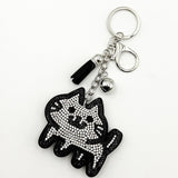 Diamond-studded cat keychain - european & american style tassel metal charm - bag accessory - cross-border hot seller