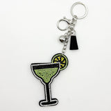 Rhinestone cocktail glass keychain, diamond-studded bag charm, fashion tassel accessory - hot-selling women's cross-border style